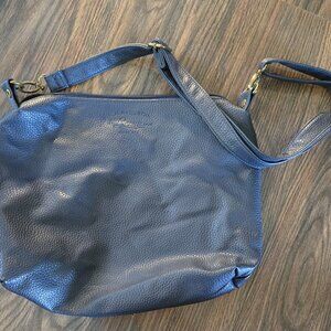 G. H. BASS & CO. Faux Pebbled Dark Blue Leather Shoulder/Cross Body Bag NWOT